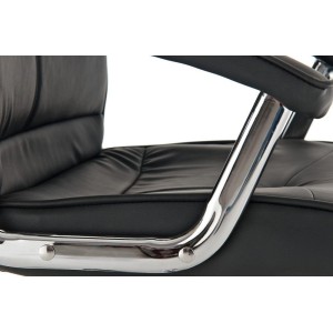 Sillón de oficina BARNI, estructura metálica, en piel color Negro