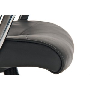 Sillón de oficina BARNI, estructura metálica, en piel color Negro