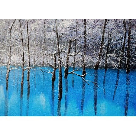 Cuadro LAGO AZUL 70x140x3,5 cm, pintado a mano al óleo 2