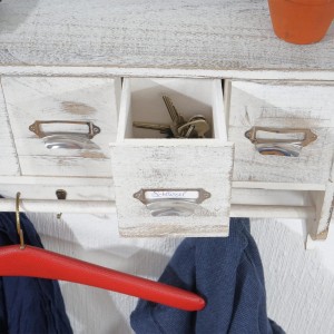 Perchero de madera RITA, diseño vintage, color blanco