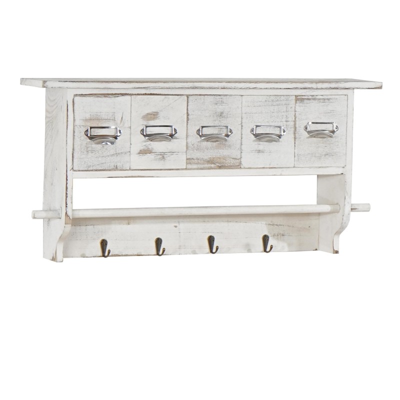 Perchero de madera RITA, diseño vintage, color blanco