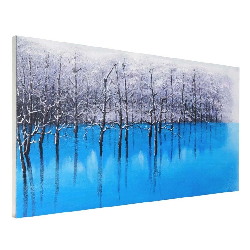 Cuadro LAGO AZUL 70x140x3,5 cm, pintado a mano al óleo