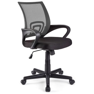 Silla de oficina SEUL con asiento acolchado, en negro