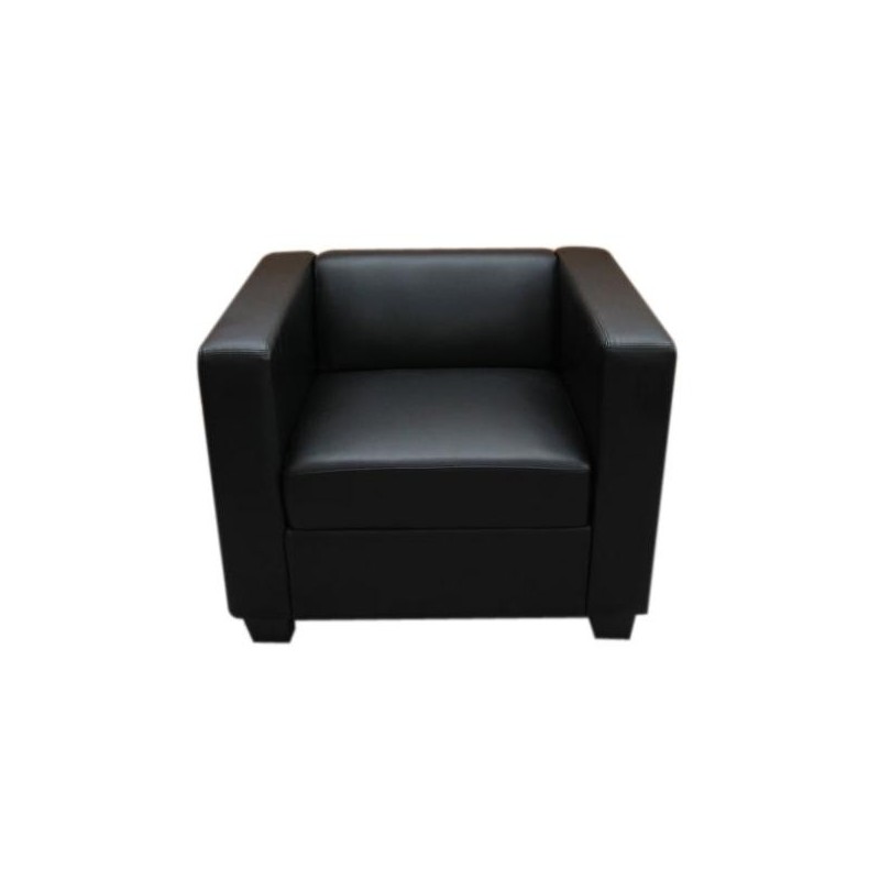 Sofá 1 plaza BASILIO, muy cómodo, en piel color negro