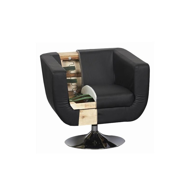 Sillón de Diseño TREVISO II, gran confort y estilo, piel color negro