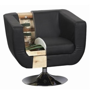 Sillón de Diseño TREVISO II, gran confort y estilo, piel color negro