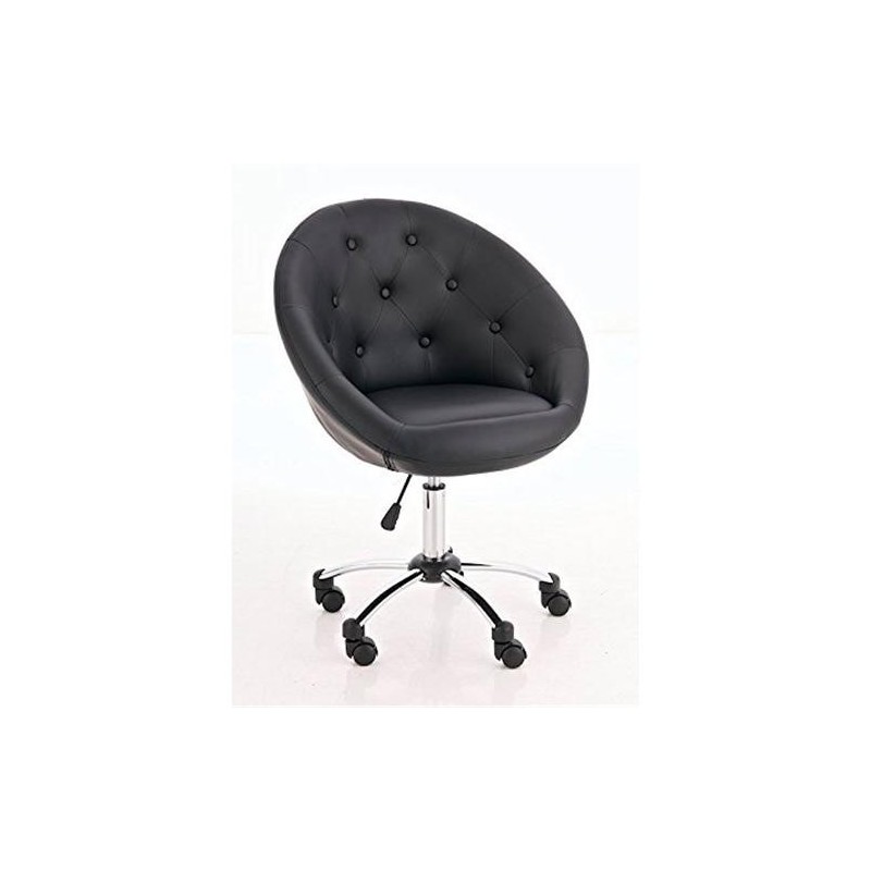 Silla de Diseño VIENA, acolchado, estructura metálica, en piel negro