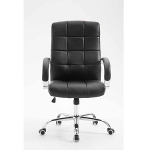 Sillón de oficina LISBOA, estrucuta metálica, en piel color Negro