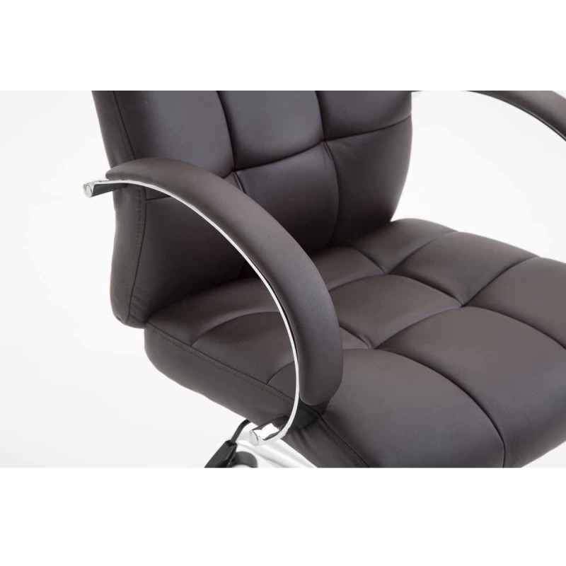 Sillón de oficina LISBOA, estrucuta metálica, en piel color Negro