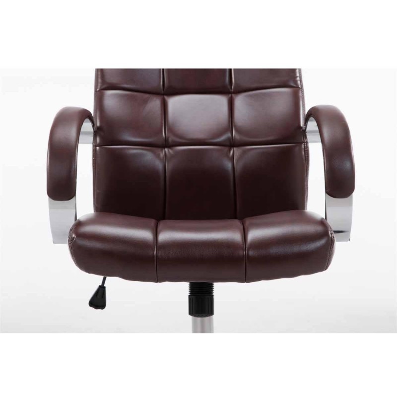 Sillón de oficina LISBOA, estrucuta metálica, en piel color Negro