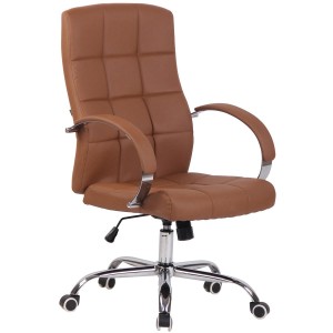 Sillón de oficina LISBOA, estrucuta metálica, en piel color Negro