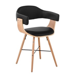 Silla modelo BARRY, gran diseño vanguardista, en madera y piel, color negro