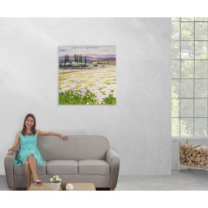 Cuadro CIPRESES 80x80x3 cm, pintado a mano al óleo