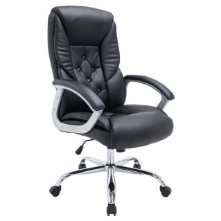 Sillón de oficina DIONE PRO, máxima resistencia y gran confort con grueso acolchado, en piel negro