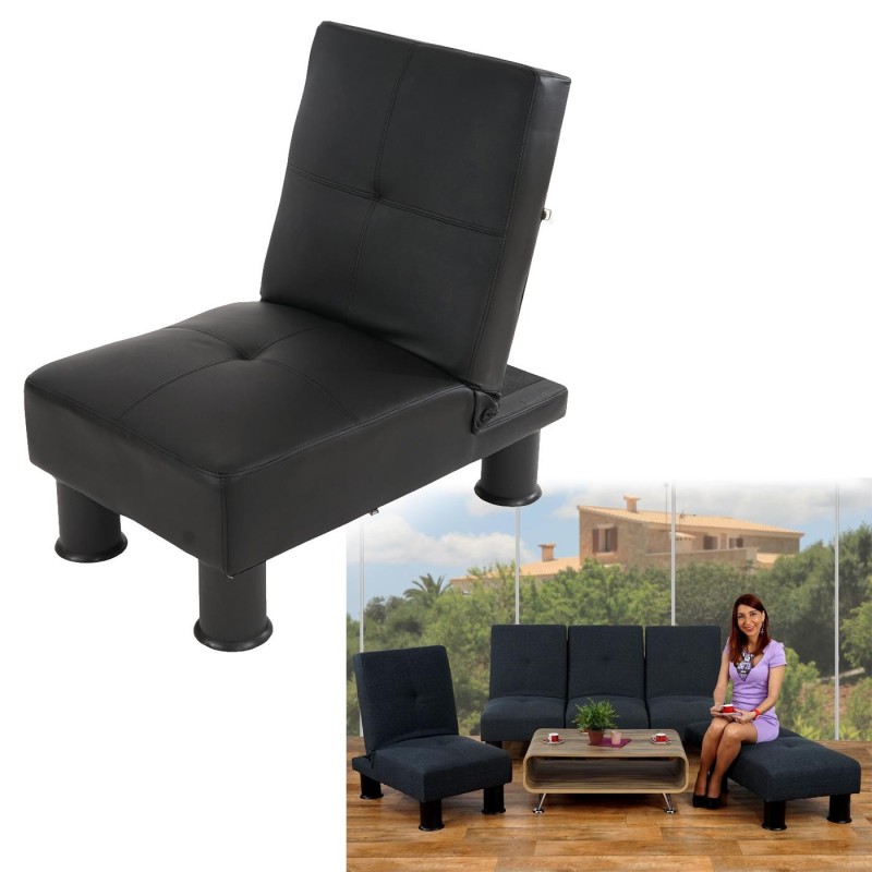 Módulo Sofá CARLO, máxima adaptabilidad, en piel negra