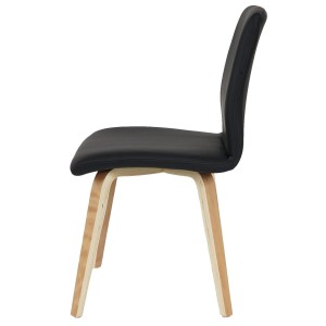 Lote 2 sillas confidente DUSTY, cuidado diseño con patas en madera de haya, en piel negra