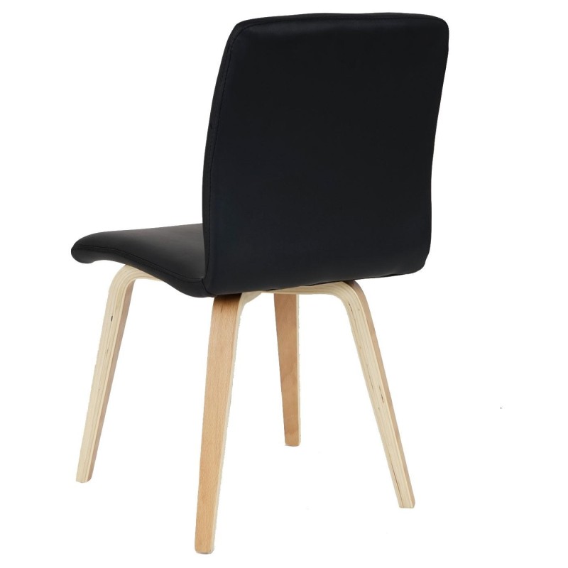 Lote 2 sillas confidente DUSTY, cuidado diseño con patas en madera de haya, en piel negra