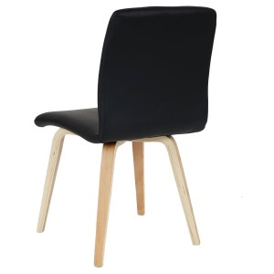 Lote 2 sillas confidente DUSTY, cuidado diseño con patas en madera de haya, en piel negra