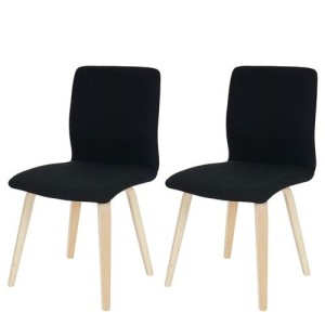 Lote 2 sillas confidente DUSTY, cuidado diseño con patas en madera de haya, en tela negra