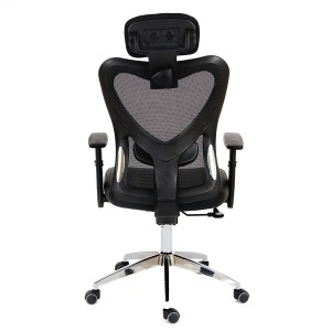 Silla Ergonómica ZELIA, soporte lumbar acolchado, base de metal, en negro