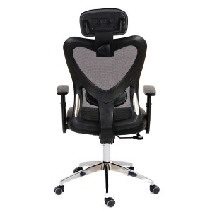 Silla Ergonómica ZELIA, soporte lumbar acolchado, base de metal, en negro