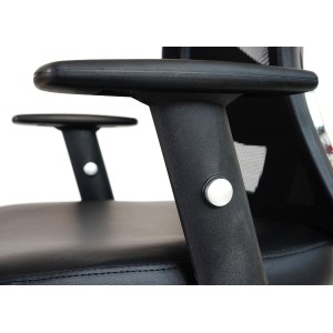 Silla Ergonómica ZELIA, soporte lumbar acolchado, base de metal, en negro