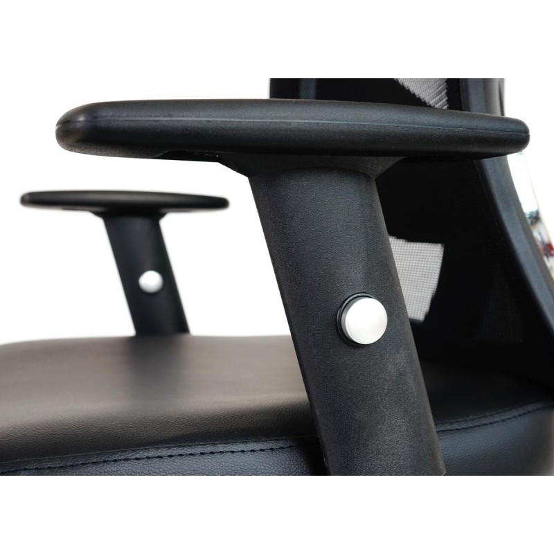 Silla Ergonómica ZELIA, soporte lumbar acolchado, base de metal, en negro