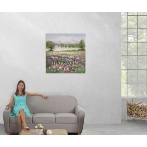 Cuadro PRADERA 80x80x3 cm, pintado a mano al óleo