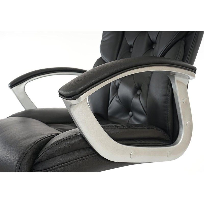 Sillón de oficina DIONE, máximo confort con grueso acolchado, en piel negra