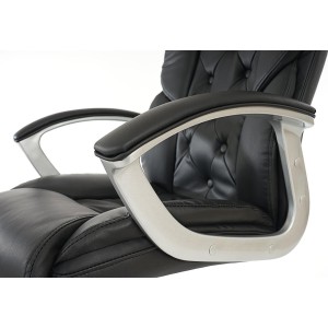 Sillón de oficina DIONE, máximo confort con grueso acolchado, en piel negra