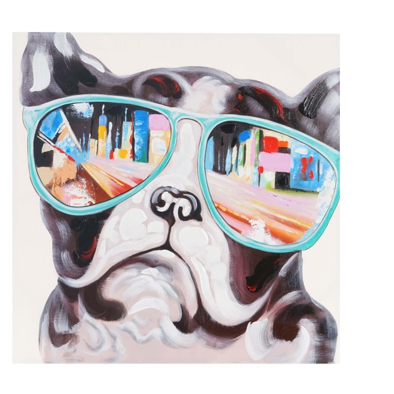Cuadro BULLDOG 80x80x3 cm, pintado a mano al óleo