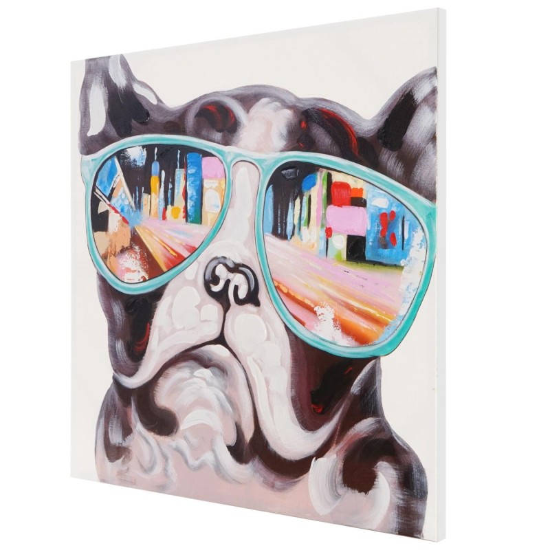 Cuadro BULLDOG 80x80x3 cm, pintado a mano al óleo
