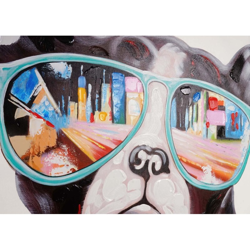 Cuadro BULLDOG 80x80x3 cm, pintado a mano al óleo