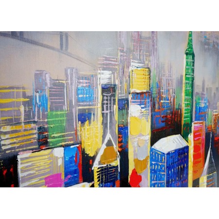 Cuadro RASCACIELOS 90x120x3,5 cm, pintado a mano al óleo