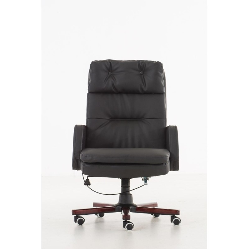 Sillón de oficina TAMPA, gran acolchado, reclinable, piel color negro