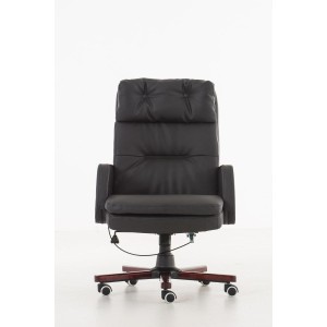 Sillón de oficina TAMPA, gran acolchado, reclinable, piel color negro