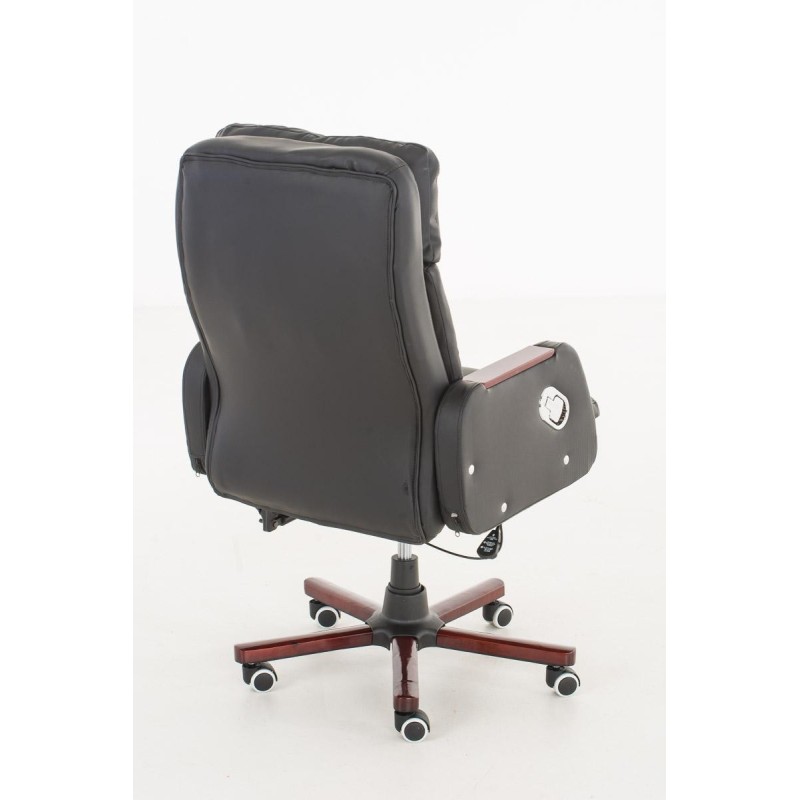 Sillón de oficina TAMPA, gran acolchado, reclinable, piel color negro