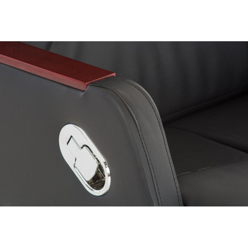 Sillón de oficina TAMPA, gran acolchado, reclinable, piel color negro