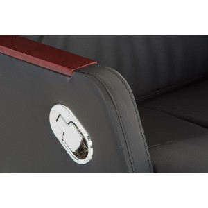 Sillón de oficina TAMPA, gran acolchado, reclinable, piel color negro