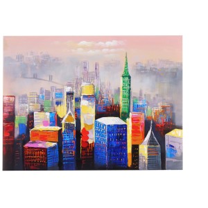 Cuadro RASCACIELOS 90x120x3,5 cm, pintado a mano al óleo