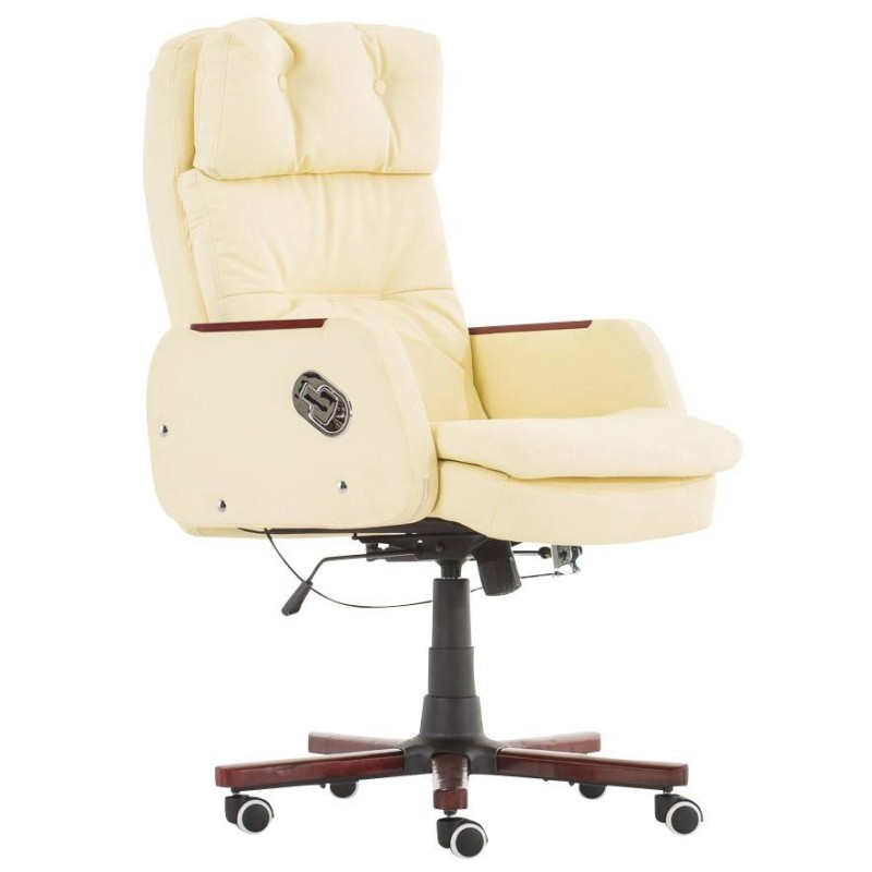 Sillón de oficina TAMPA, gran acolchado, reclinable, piel color negro