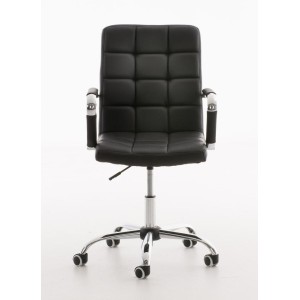 Sillón de oficina BRISTOL, reposabrazos metálicos, piel color Negro