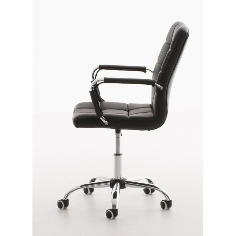 Sillón de oficina BRISTOL, reposabrazos metálicos, piel color Negro