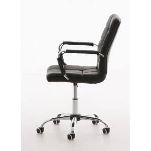 Sillón de oficina BRISTOL, reposabrazos metálicos, piel color Negro