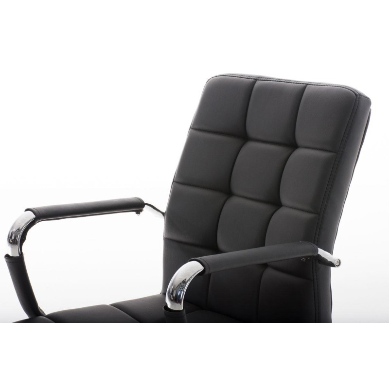 Sillón de oficina BRISTOL, reposabrazos metálicos, piel color Negro
