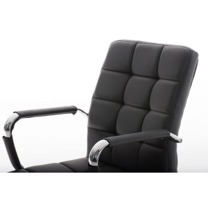 Sillón de oficina BRISTOL, reposabrazos metálicos, piel color Negro