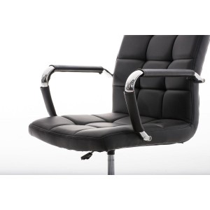 Sillón de oficina BRISTOL, reposabrazos metálicos, piel color Negro