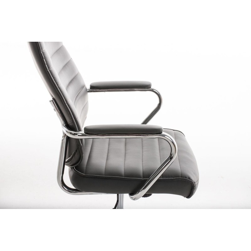 Sillón Ejecutivo modelo RENO, estructura metal, en piel color Negro