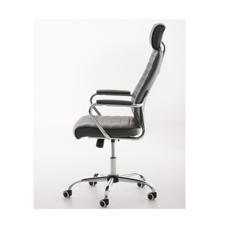 Sillón Ejecutivo modelo RENO, estructura metal, en piel color Negro