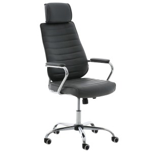 Sillón Ejecutivo modelo RENO, estructura metal, en piel color Negro